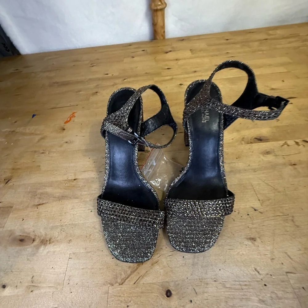 Michael Kors rhinestone Block Heel Sandals Size 6